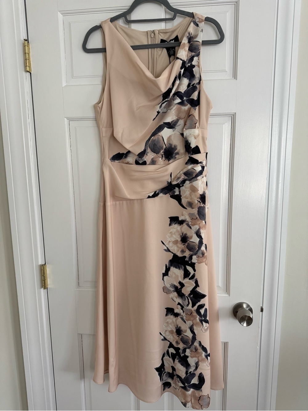 DKNY Floral Cowlneck Fit & Flare Midi Dress - Size 4 - NWT
